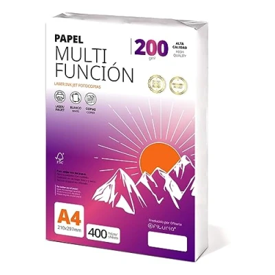 Abbildung von Ofituria Kopierpapier, DIN A4, 200 g/m2, 400 Blatt, Mehrzweckpapier für Laser und Tintenstrahldrucker, Kopierer, Bürobedarf, Schulbedarf, Packung zu g