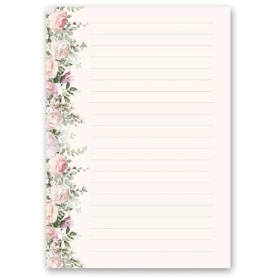 Abbildung von 50 Blatt Briefpapier ROSENPRACHT DIN A5 (210x148 mm), 90 g/m² Rosen