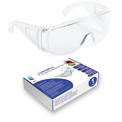 Abbildung von kela 1er Pack Schutzbrille P1S1 I 100% Made in Germany splitterfreie Arbeitsschutzbrille mit Anti Fog und UV Beschichtung leicht transparent Überbrille für Brillenträger Sportbrille