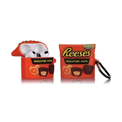 Abbildung von Derhom Airpods 3 Schutzhülle aus Silikon, lustig, niedlich, modisch, weich, Comic Motiv, kompatibel mit Apple 3, Schlüsselanhänger [Snack Serie] (Reeses)