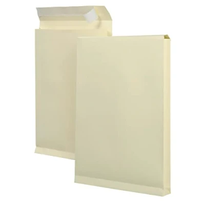 Abbildung von Bong 14332 Faltentasche mit Klotzboden C4+ (230 x 350 38mm) Kraftpapier 170 g/qm, Haftklebung Abdeckstreifen, VE = 125 Stück, creme