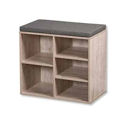 Abbildung von Kesper Schuhschrank mit Sitzkissen, Material: Faserplatte, Maße: B51,5 x H48 cm L29,5 cm, Farbe: Weiß gekälkt 15911