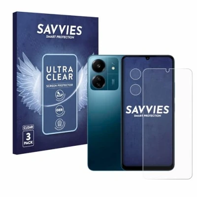 Abbildung von Savvies 6 Stück Schutzfolie für Xiaomi Redmi 13C (Display+Kamera) Displayschutz Folie Ultra Transparent