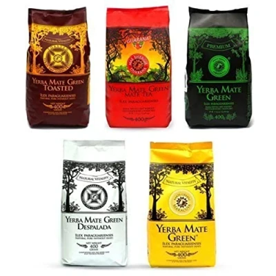 Abbildung von Yerba Mate Tee Green Set 5x400g Toasted 400g Mas Energia Guarana Absinth Despalada Maracuya