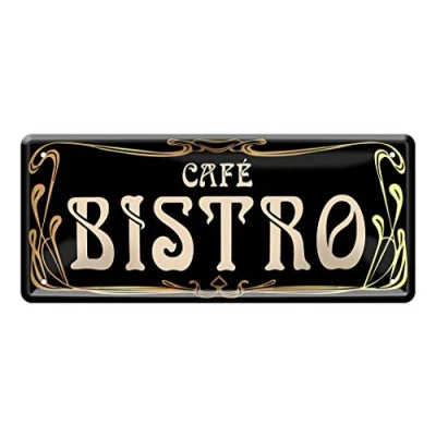 Abbildung von Blechschild Cafe Bistro Schild im Jugendstil Metallschild Deko Bistrot Geschenk für Kaffee Genießer Dekoschild Küche, Kaffeeladen, Kneipe, Restaurant, Cafeteria, Kaffeehaus 28x12cm