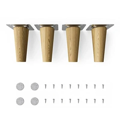Abbildung von Sossai® Holz Tischbeine Clif Round Öl Finish Höhe: 10 cm HMF1 rund, konisch (gerade Ausführung) Material: Massivholz (Eiche) für Tische, Beistelltische, Schminktische