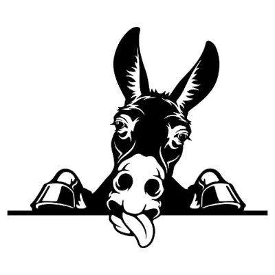Abbildung von Finest Folia Aufkleber Peeking Animals Tiere Deko Sticker selbstklebend wasserfest für Auto Kühlschrank Laptop Koffer Autoaufkleber K151 (Schwarz Matt, 03 Esel)