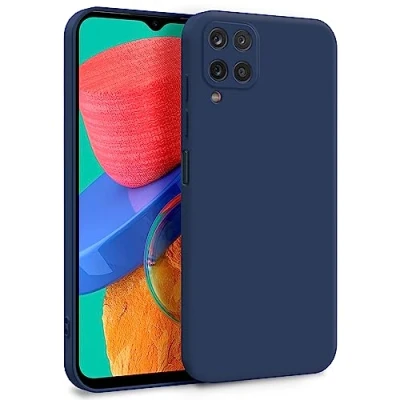 Abbildung von MyGadget Hülle für Samsung Galaxy M33 5G Zweilagige Handyhülle mit Kameraschutz Cover Innenfutter &amp; Silikon außen Dunkelblau