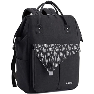 Abbildung von Lekesky Rucksack Damen für Schule Uni Reisen Freizeit Job mit Laptopfach &amp; Anti Diebstahl Tasche, Schwarz