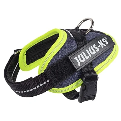 Abbildung von Julius K9, IDC Powergeschirr, Größe: 3XS / Baby 1, Jeans mit neon Randverzierung
