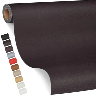 Abbildung von Leder kunstleder selbstklebend, 80 x 200cm Reparatur set, Kit für Möbel, Sofa, Autositze, Taschen, und Renovierung(Dunkelbraun)