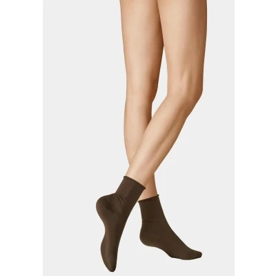 Abbildung von KUNERT Damen Socken Sensual Cotton Rollrand 130 DEN Brown mel. 8220 35 38