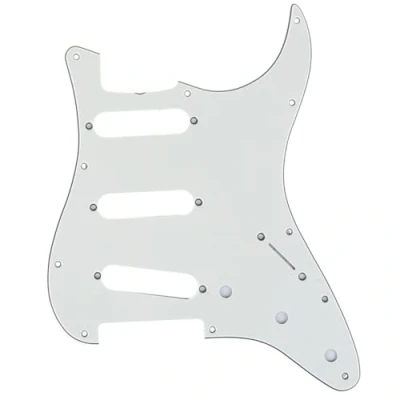 Abbildung von Musiclily Pro 11 Löcher SSS Vintage 62 Strat Pickguard Gitarren Schlagbrett für American Stratocaster E Gitarre,3 lagig Pergament