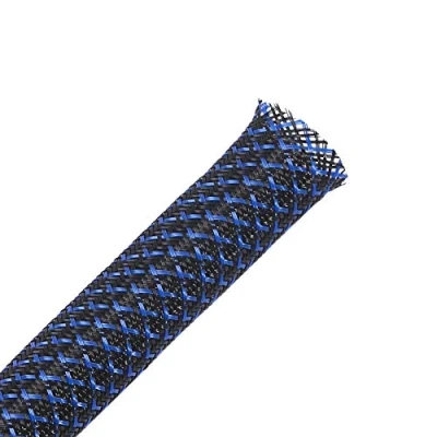 Abbildung von 13mm 7.5m PET erweiterbar geflochten kabelschlauch kabelstrumpf kabelschutz kabelmantel schwarz blau Alex Tech kabel sleeve