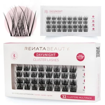 Abbildung von Renata Beauty Day2Night Cluster Wimpern Vielfalt in Längen (10mm 14mm), C Krümmung, Langlebig, Einfach Anzuwenden, Wiederverwendbar, Täglicher Glamour