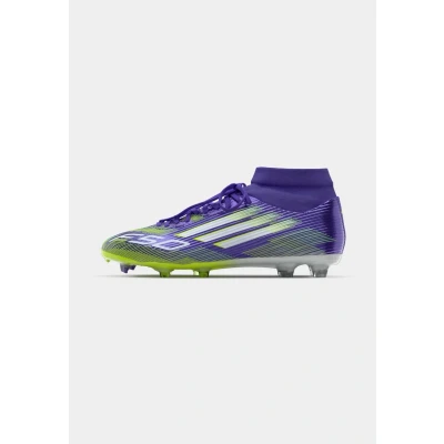Abbildung von adidas Unisex F50 League Mid Firm Multi Ground Football Boots Fußballschuhe, Purple Rush/Cloud White/Lucid Lemon, 47 1/3 EU