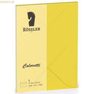 Abbildung von Rössler Briefumschläge Coloretti VE=5 Stück C7 goldgelb