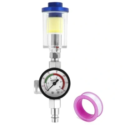 Abbildung von QWORK® Luftdruckregler für Lackierpistole, Manometer + Öl Wasserfalle Filter Separator Standard 1/4 Gewinde, Max. 140psi