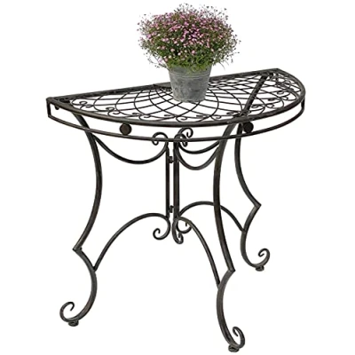 Abbildung von DanDiBo Konsolentisch Tisch Halbrund Wandtisch 96000 Beistelltisch Metall 80 cm Gartentisch Halbtisch Halbrundtisch Wandkonsole Konsole Wand