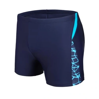 Abbildung von AMZSPORT Badehose Herren Kurz Schwimmhose Eng Wassersport Badeshorts mit Tunnelzug, Marineblau L