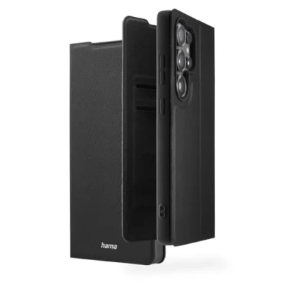 Abbildung von Hama Handyhülle für Samsung Galaxy S25 Ultra (Handytasche, Etui mit Kartenfach, Standfunktion, zum Aufstellen, extra Schutz von Display und Kamera, Magnet, Klapphülle, weich) schwarz