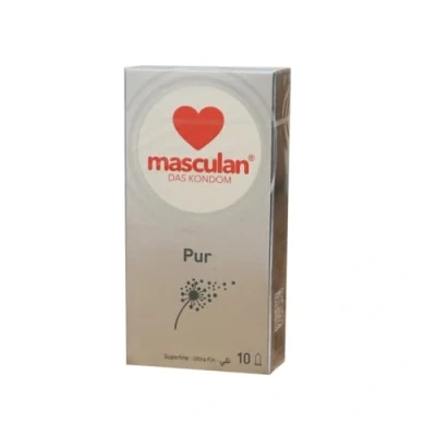 Abbildung von Masculan Kondome Pur (superfine) Packung mit, 10 St., gefühlsechte Qualitätskondome für natürliche Nähe, kristallklare, superdünne