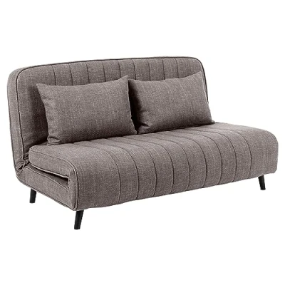 Abbildung von AC Design Furniture Marko Klappbares Schlafsofa in Hellgrau Braun, 2 Sitzer Sofa mit Schlaffunktion, Kissen, Gepolstertes Gästebett, B: 150 x H: 82 T: 200 cm