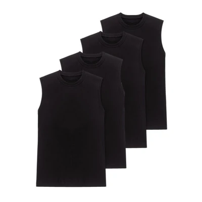 Abbildung von Schiesser TANK4ER PACK Essentials Unterhemd/shirt, Herren, Größe: XXL, Schwarz