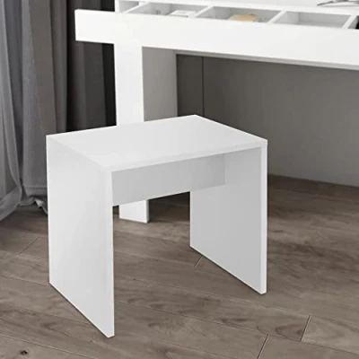 Abbildung von ML Design Schminktisch Moderner Polsterhocker im edlen hoher Sitzkomfort, Weiß 40x36x41 cm robust vielseitig einsetzbar Schminkbank aus Holz