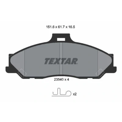 Abbildung von TEXTAR 2354001 Bremsbelagsatz mit akustischer Verschleißwarnung Zubehör FORD: Ranger Mk2, MAZDA: B Serie Pickup, BT 50 Pickup