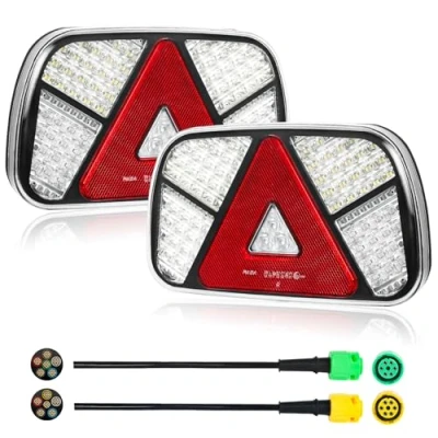 Abbildung von Yuanjoy Anhänger Rücklichter Kit 12V/24V Wasserdicht Blinker/Bremse/Rücklicht/Rückwärts/Nebel/Reflektorlicht mit 2 Stück 30cm langem 6 adrigem Kabel für LKW Wohnwagen Van Traktor
