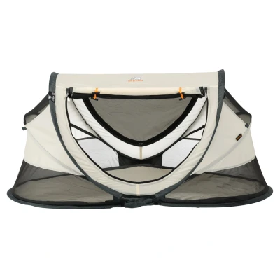 Abbildung von Deryan Kleinkind Reisebett mit Matratze ab Geburt bis 4,5 Jahre Pop Up Kleinkindbett Babyzelt in 2 Sekunden aufgestellt inkl. Moskitonetz &amp; Reisetasche 136x84x62cm (Creme)