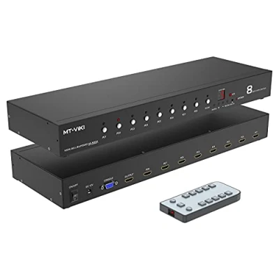Abbildung von MT VIKI 4K60Hz 8 Port HDMI Switch in 1 Out mit IR Fernbedienung Auto Scan 1U Rackmount HDR HDCP2.2 RS 232 4:4:4