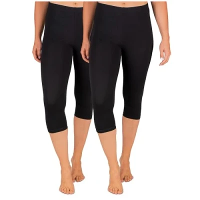 Abbildung von SES Capri Leggings Damen Schwarz/Navy Blue (48/50) 2er Pack aus Baumwolle/blickdichte Leggings/elastische Leggins 3/4 lang Baumwolle/Damen