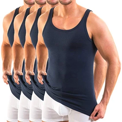 Abbildung von HERMKO 3000 4er Pack Herren Tank Top (Weitere Farben) Bio Baumwolle, Größe:D 11 = EU 5XL, Farbe:Marine