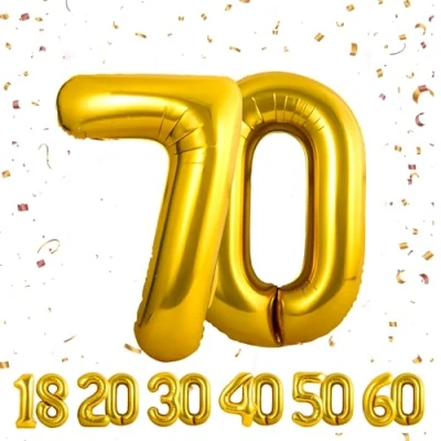 Abbildung von ballonluftballon 70 jahre Gold ballons 40&quot; 101cm Geburtstagsdeko Folienballon Zahl Deko zum Geburtstag fliegt mit Helium für Männer Frauen Geburtstagsparty Jubiläum…