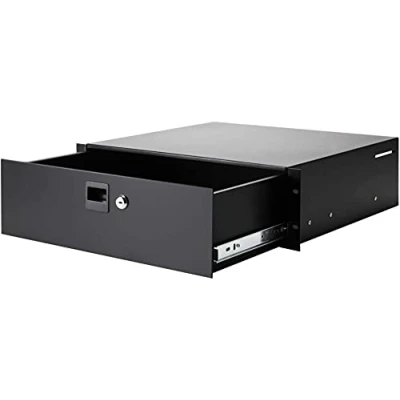 Abbildung von Adam Hall PROFI 3 HE 19&quot; Aluminium Rackschublade 87403A ALU, schwarz, Snaplock, abschließbar, Rack Schublade (3 ALU)