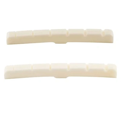 Abbildung von Musiclily Pro 43mm Gitarren Knochen Sattel Slotted Bone Nut Gebogen für Strat Tele E Gitarre, 43x3,2x5,1mm (2 Stück)