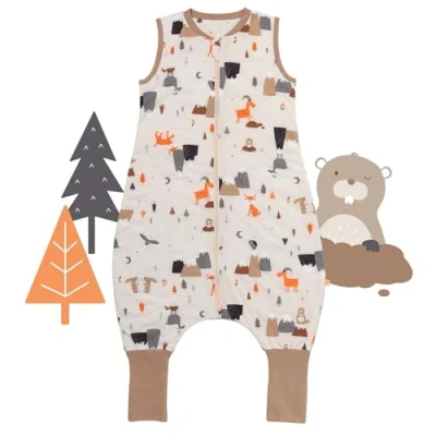 Abbildung von schlummersack Schlafsack mit Füßen Sommer 110 cm 1 Tog dünn Bergtiere Kinder Beinen und verlängerten Bündchen für eine Körpergröße 120cm