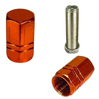 Abbildung von Fantic26 Fahrrad Alu Ventildeckel Ventilkappen AV Auto/Schrader Ventil für I MTB Ebike Gabel Dämpfer Motorrad 1Paar (2 Stück) (Orange)