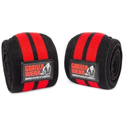 Abbildung von Gorilla Wear Knee Wraps 98 Inch schwarz/rot Bodybuilding und Fitness Accessoire, Einheitsgröße