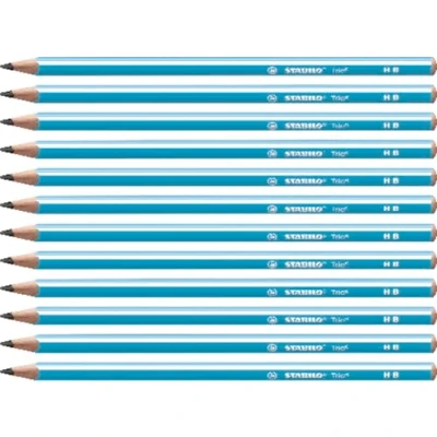 Abbildung von Dreikant Schulbleistift STABILO Trio Bleistift in blau 12er Pack Härtegrad HB