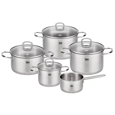 Abbildung von Elo Topf Set &quot;Jaspis&quot;, Edelstahl 18/8, (Set, 8 tlg., Bratentopf Ø 16/20cm, Fleischtopf 24cm, Kasserolle 16cm, Milchtopf), Induktion