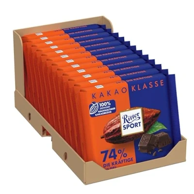 Abbildung von Ritter Sport Kakao Klasse 74% die Kräftige Schokolade, 12er Pack (12 x 100g)