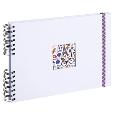 Abbildung von Exacompta 15135E Fotoalbum mit Spiralbindung FRENCH&#039;CLASS 150 Fotos 50 weiße Seiten Format 23 x 16 cm weißer Einband aus beschichtetem Papier einem Gummiband zum Verschließen