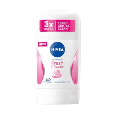 Abbildung von NIVEA Extra FRESH Gentle Deodorant Stick Women FLOWER Reliable 48h Sweat Protection With Floral Scents Formula Without Ethyl Alcohol Pack Of 2, 2x50ml
