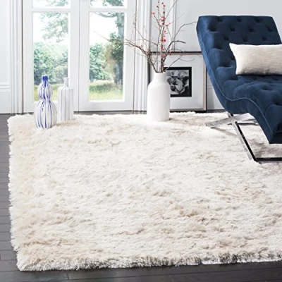 Abbildung von SAFAVIEH Zottelig Teppich für Wohnzimmer, Esszimmer, Schlafzimmer Paris Shag Collection, Hoher Flor, Elfenbein, 152 X 244 cm