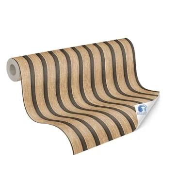 Abbildung von living walls Vliestapete &quot;DesignDrop vorgeleimte Tapete Holzpaneele Braun Beige Holzoptik&quot;, matt, vorgekleistert floral für Schlafzimmer Wohnzimmer Küche