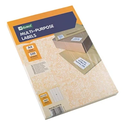 Abbildung von D.RECT Klebeetiketten Universal Etiketten (52.5x29.7mm auf DIN A4) bedruckbar selbstklebend 100 Blatt/Packung 40 Etiketten/Blatt 4000 Stücke weiß