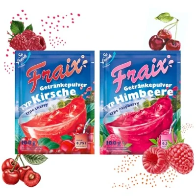 Abbildung von FRAIX Getränkpulver Himbeere + Kirsche (50er KOMBIPACK) (je 25 x 100g) fruchtig &amp; erfrischend mit Vitamin C